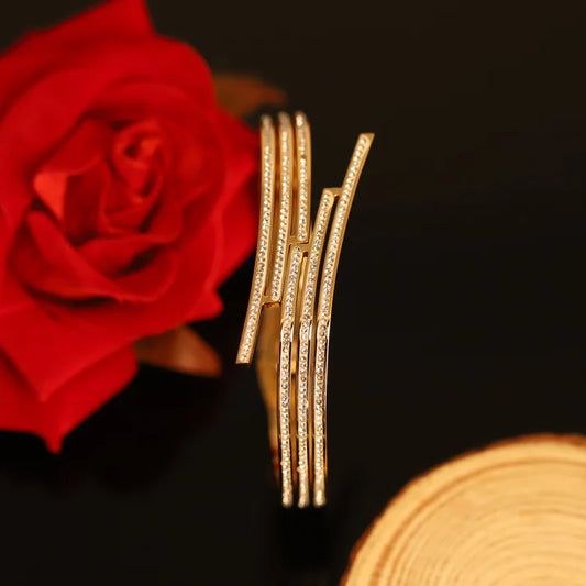 17 Victory Layered Gold Bangle – 18K Plated, Anti-Tarnish Crystal Bar Bracelet