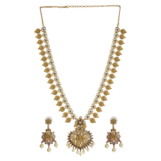 Sia Antique Gold-Plated Ram Parivar Long Necklace & Earring Set