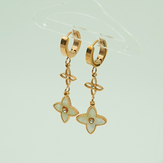 Luxury 18K Rose Gold Plated Floral Drop Earrings – Elegant Anti-Tarnish Design with Crystal Accents ATER217