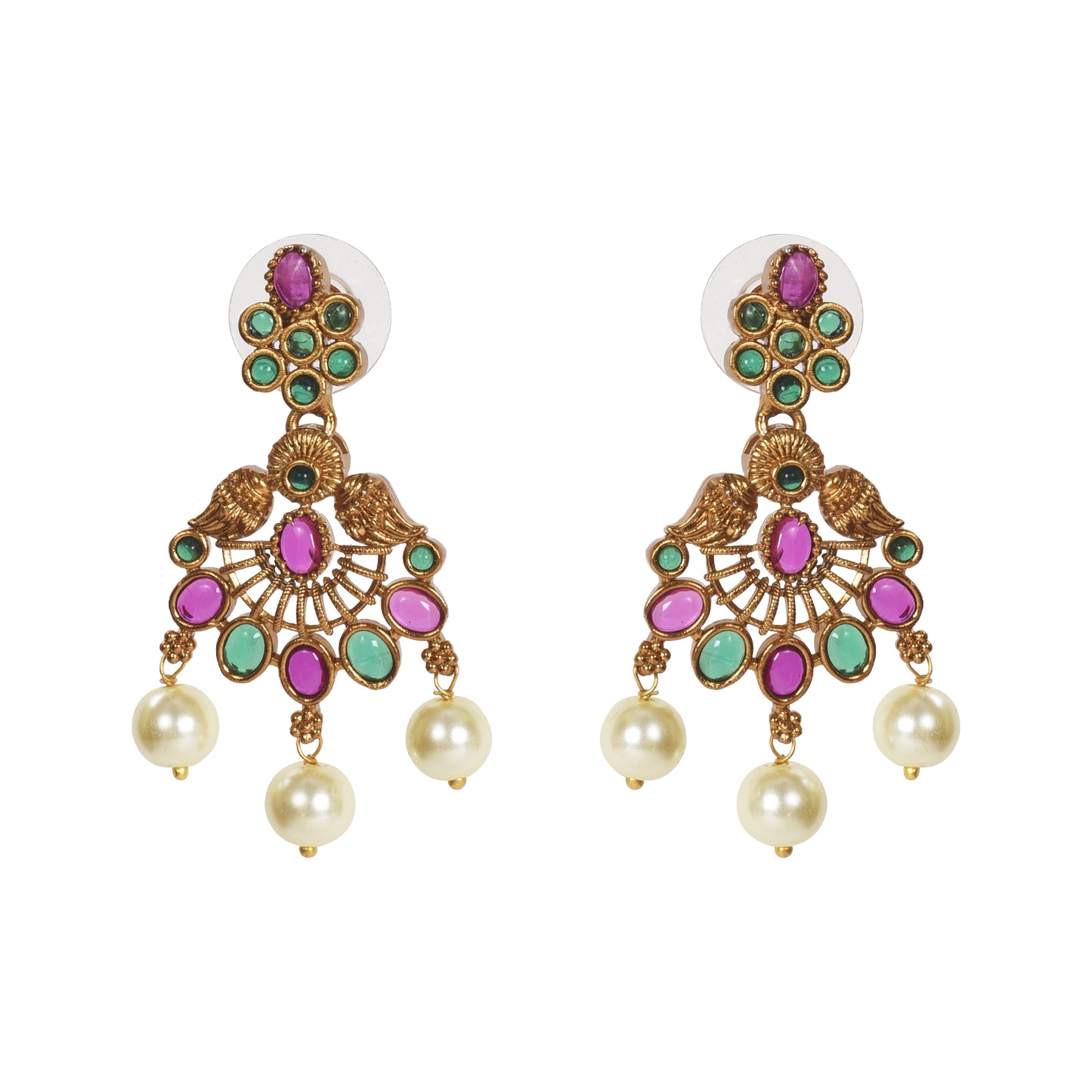Raya Antique Gold-Plated Long Necklace & Earring Set