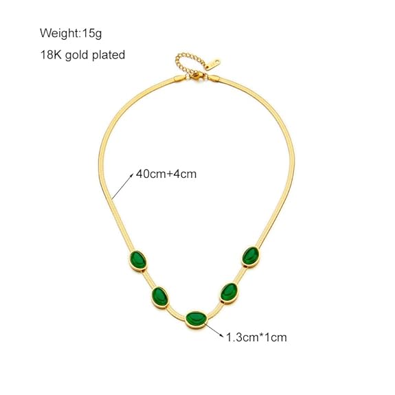 Luxury 18K Gold Plated Anti-Tarnish Oval Green Crystal Pendant Necklace – Elegant & Timeless Design ATCP175
