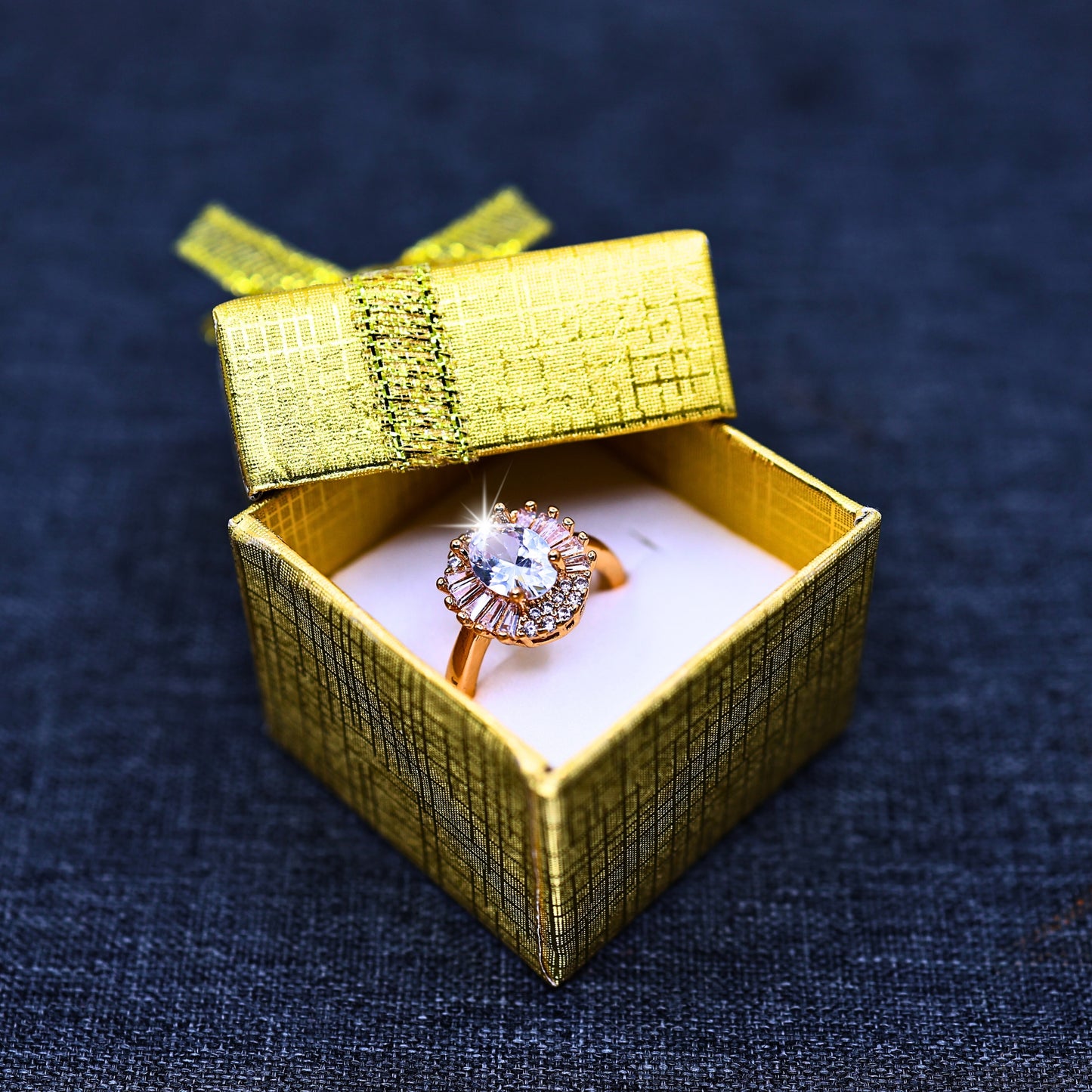 Callista Cubic Zirconia Studded Anti tarnishing 18 K Rose Gold Plated Adjustable Engagement Ring