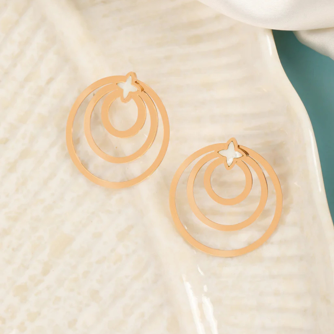 Inception Circle Rose Gold Anti-Tarnish Earrings – Elegant Geometric Statement Jewelry ATER213