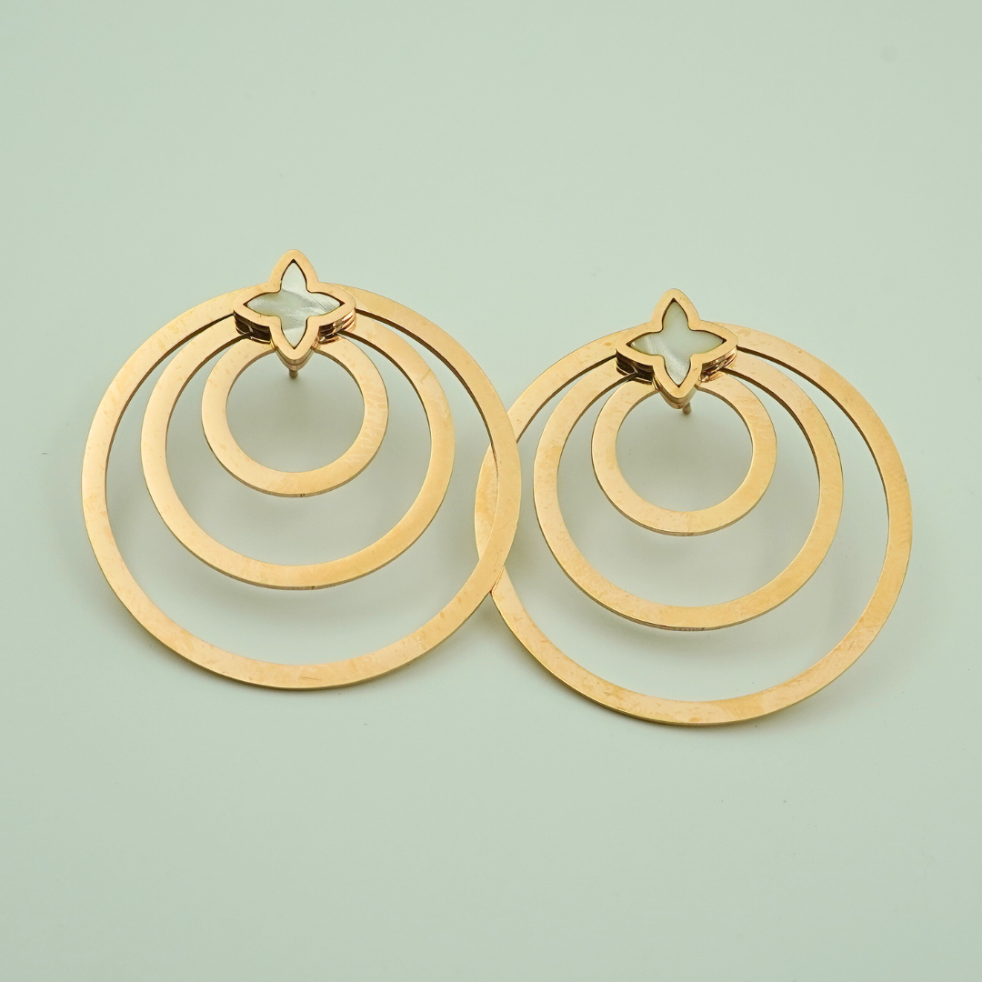Inception Circle Rose Gold Anti-Tarnish Earrings – Elegant Geometric Statement Jewelry ATER213