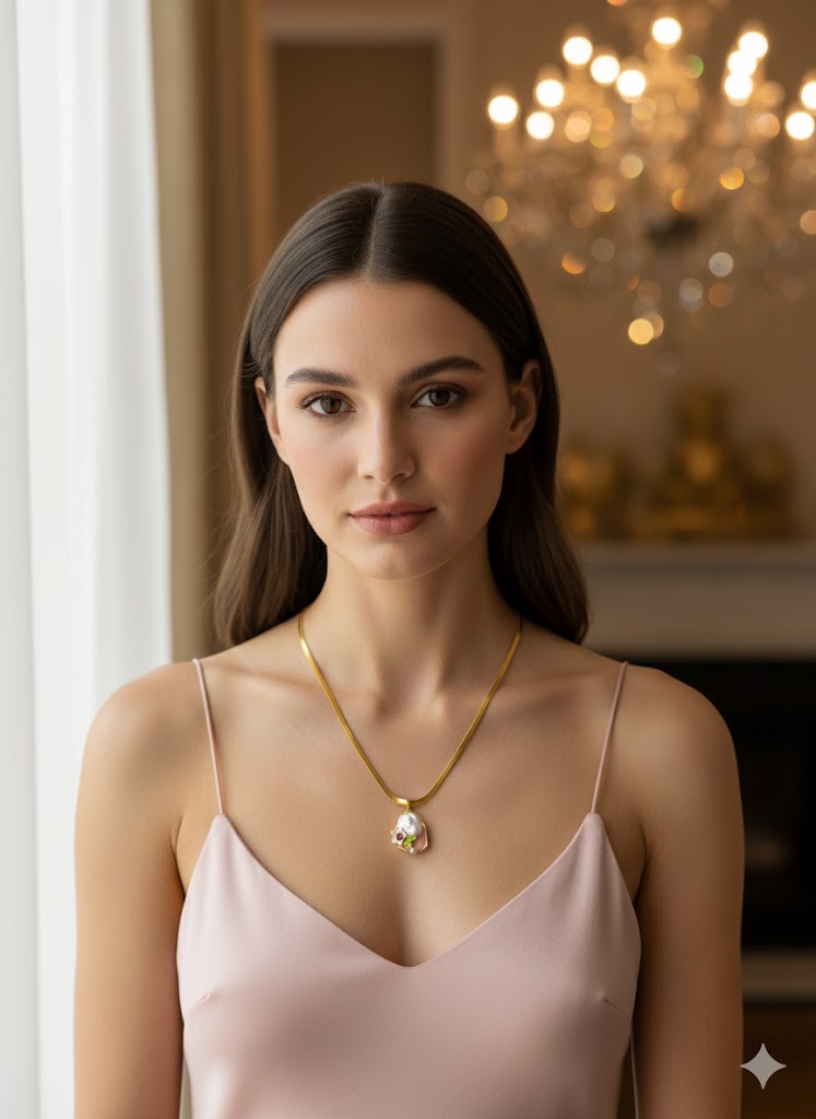 Luxury Anti-Tarnish Floral Pearl Pendant Chain for Women | 18K Gold Plated Daily Wear Necklace | Good Luck Jewellery Gift – Series 777