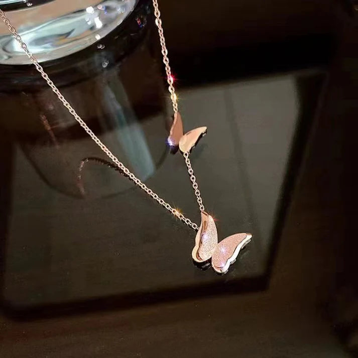 Elegant Rose Gold Plated Butterfly Pendant Necklace for Women – Anti-Tarnish Daily Wear Chain ATCP182