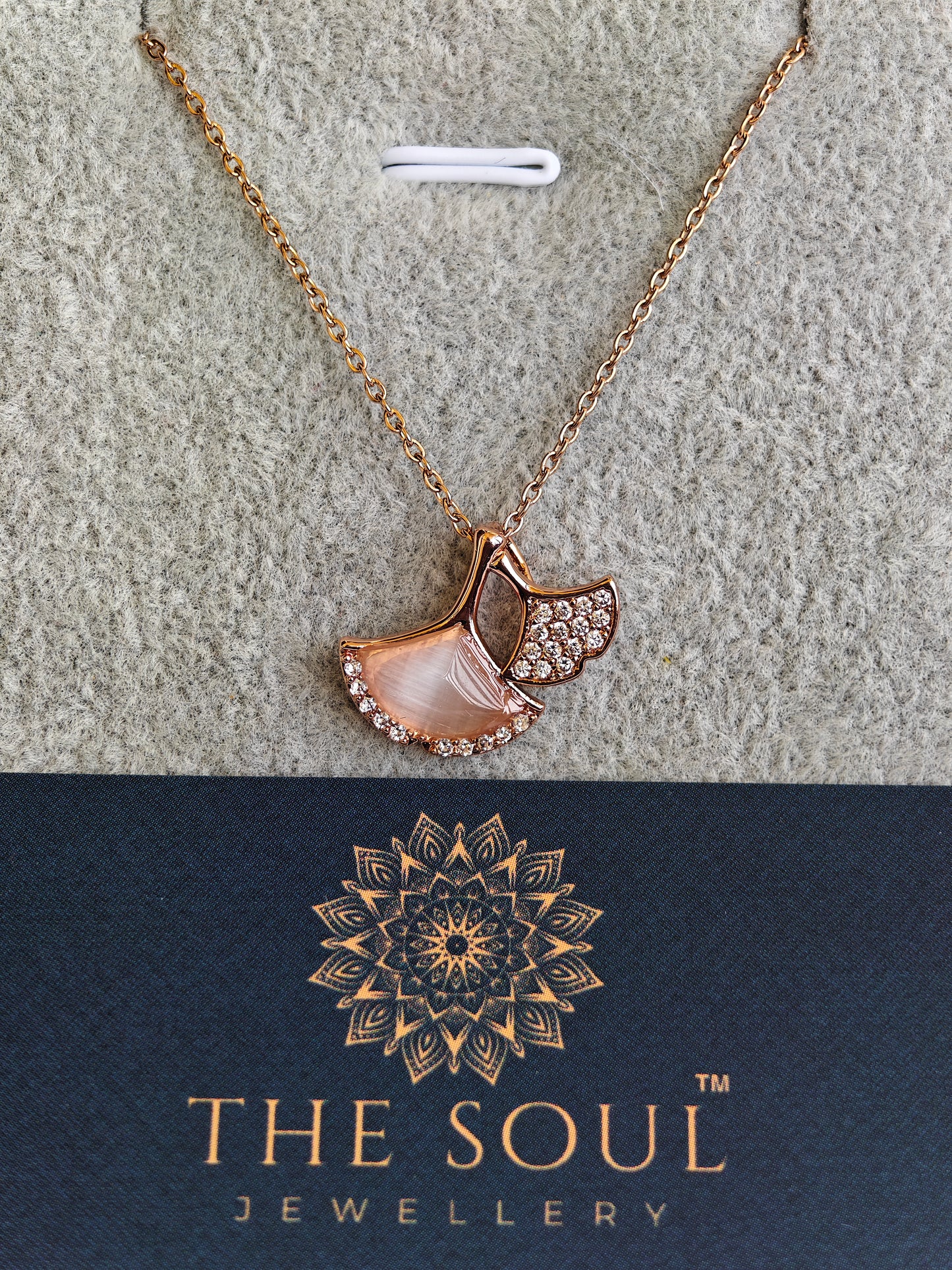 18K Rose Gold Plated Anti Tarnish CZ Studded Pendant Necklace RGCP123