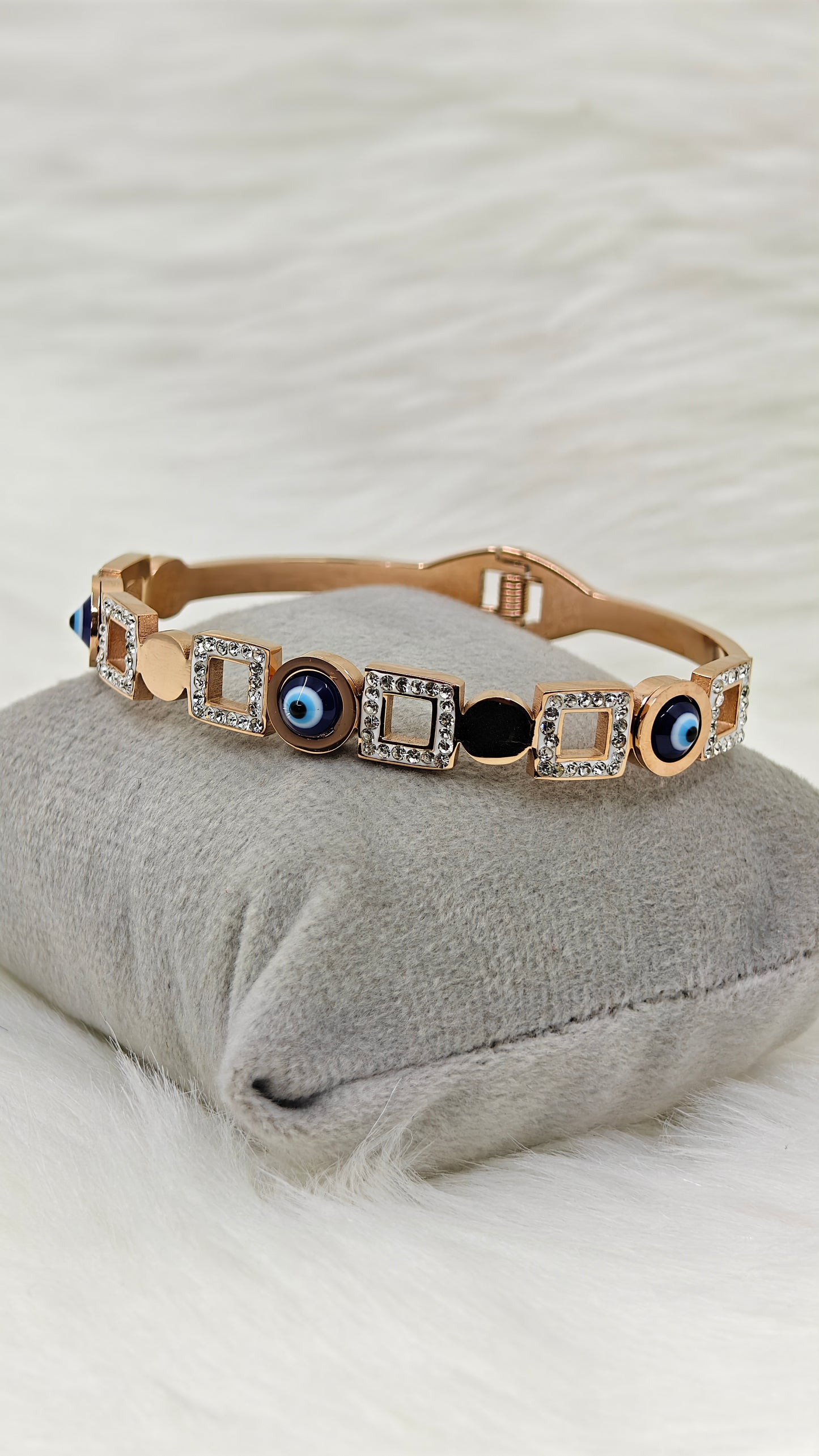Evil Eye CZ Rose Gold CZ Anti Tarnish Openable Bangle RGB136
