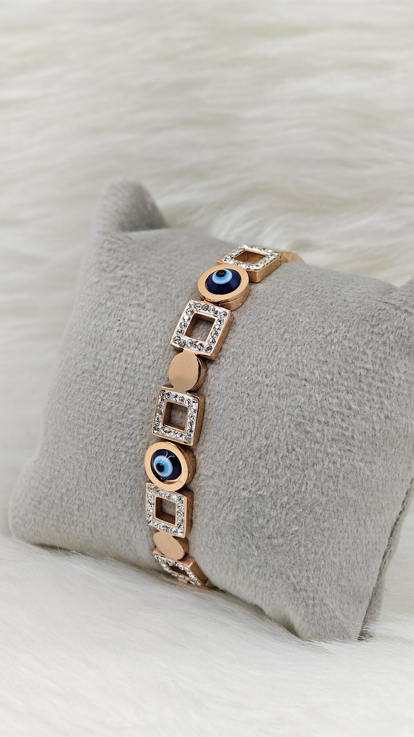 Evil Eye CZ Rose Gold CZ Anti Tarnish Openable Bangle RGB136