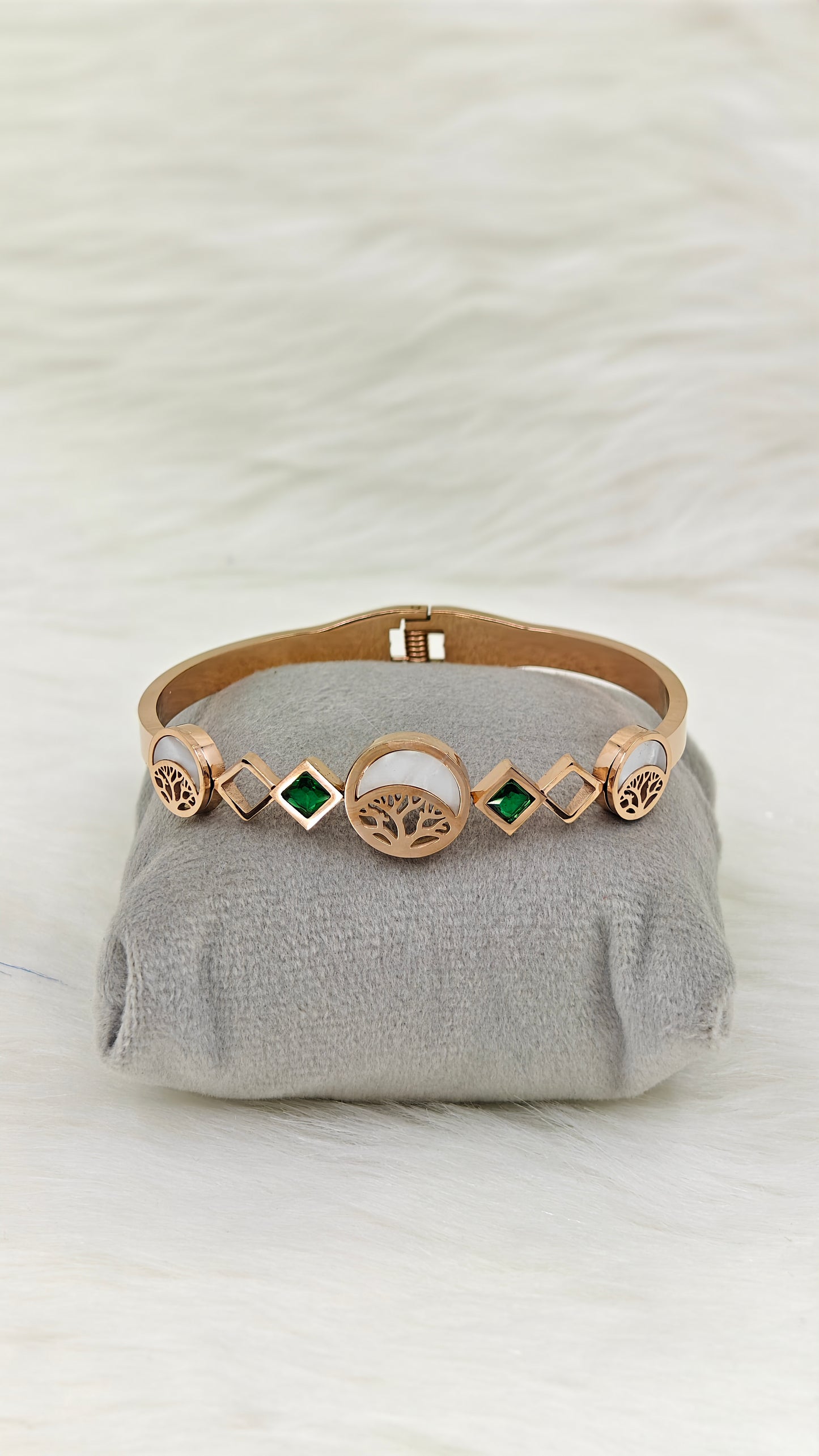 18K Rose Gold Plated Good Luck Tree Anti Tarnish Openable Bangle RGB139