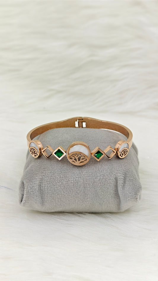 18K Rose Gold Plated Good Luck Tree Anti-Tarnish Openable Bangle – Prosperity Charm Bracelet RGB139