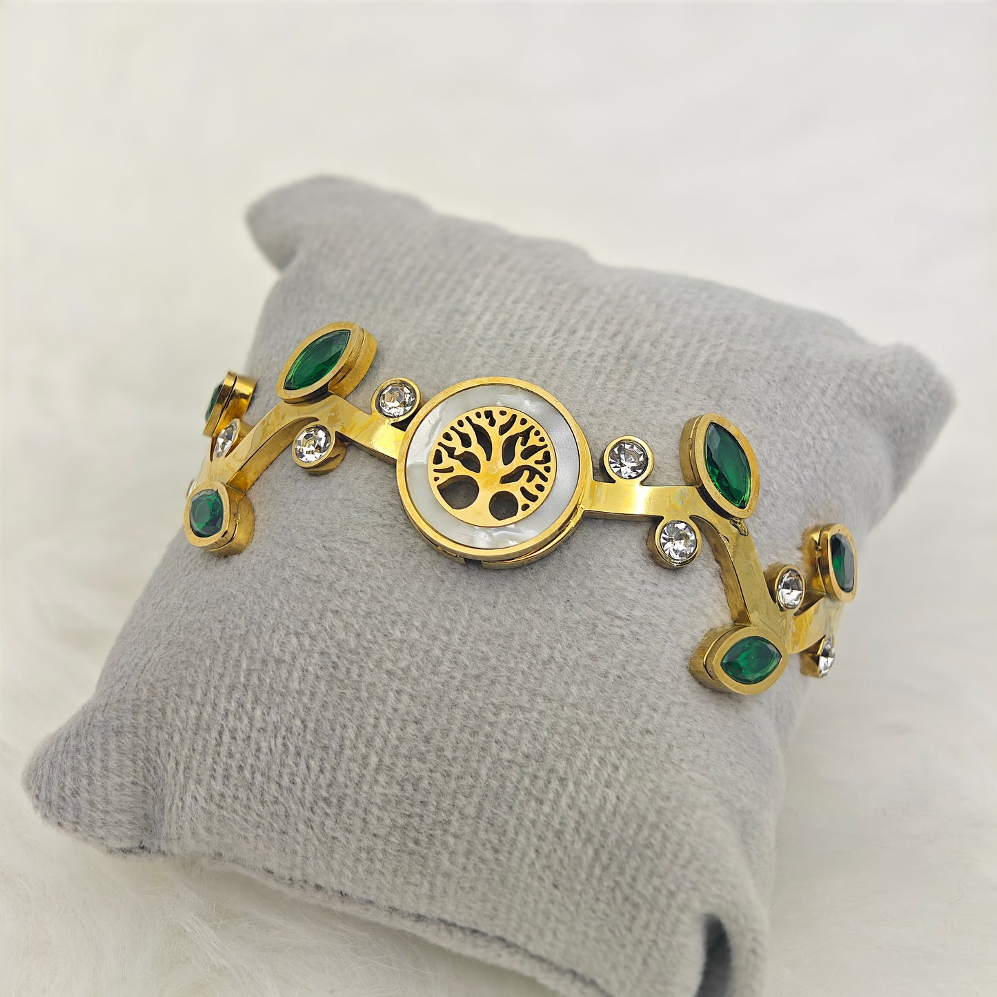 18K Yellow Gold-Plated Twisted Leaves Anti Tarnish Openable Bangle RGB390