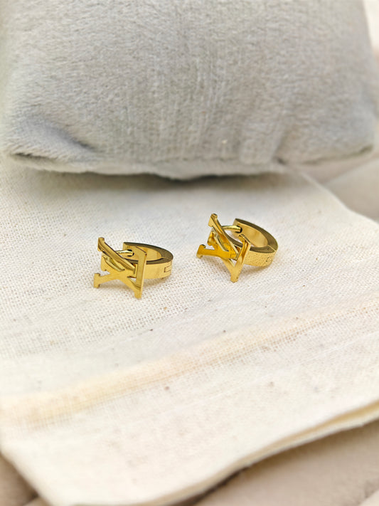 Luxury LV Inspired 18K Gold Anti-Tarnish Hoops