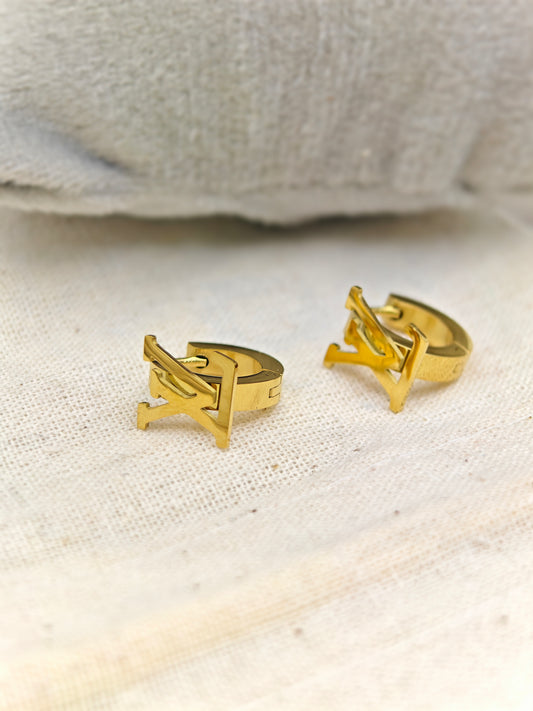Luxury LV Inspired 18K Gold Anti-Tarnish Hoops