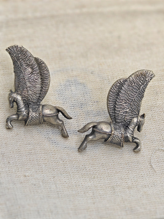 Silver Elegance Oxidized Replica Earrings | Antique Pegasus Design Ethnic Jewellery for Women – Limited Time Offer