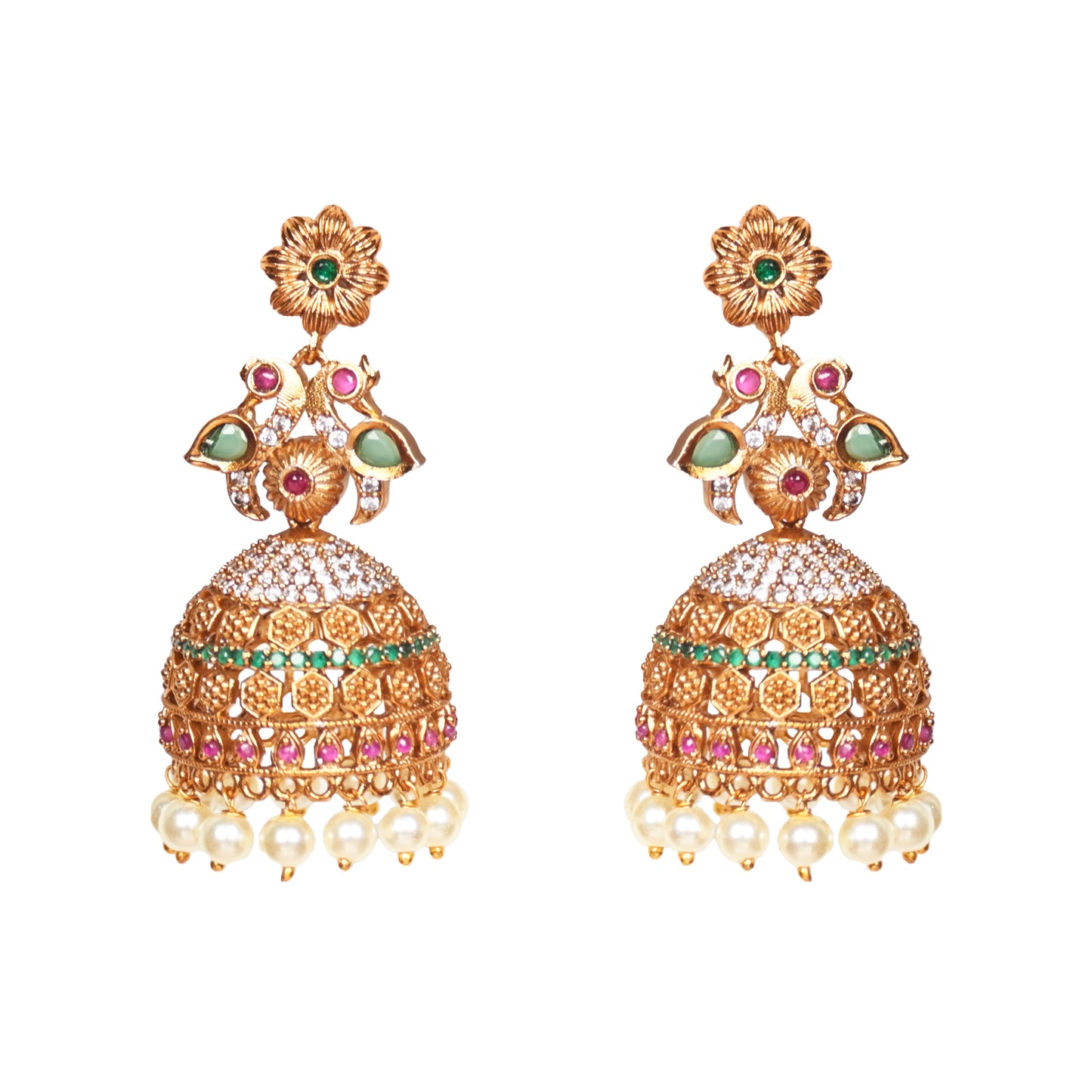 Saloni Antique Matte Gold Plated Jhumka Earrings