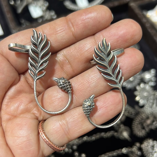 Oxidised Silver Leaf Vine Earrings – Antique Finish Statement Drop Earrings for Women & Girls OGSE440