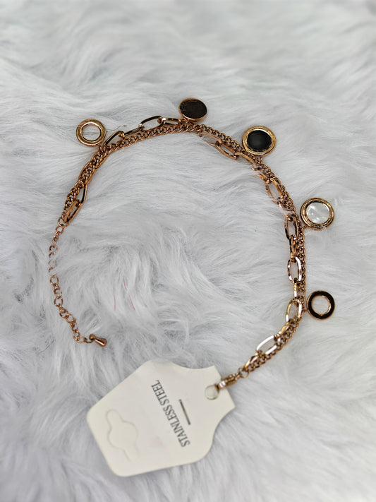 18K Rose Gold Plated Anti Tarnish Dual Chain Bracelet RGB189