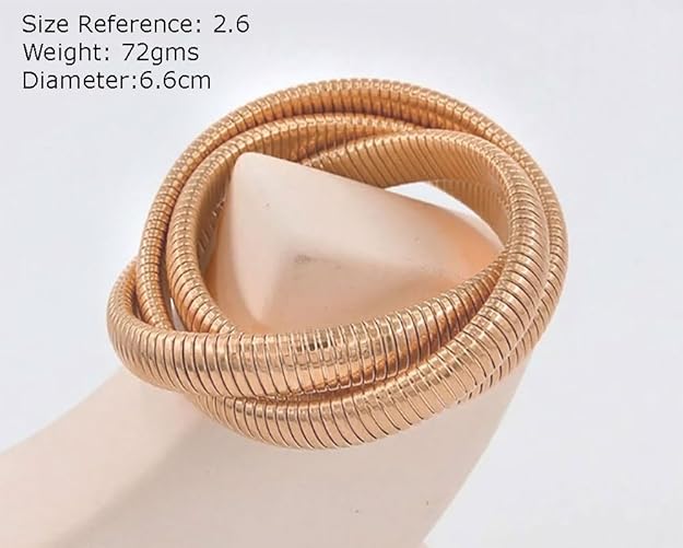 Triple Spiral Rose Gold Flexible Bangle – Lightweight, Anti-Tarnish Coil Bracelet for Women & Girls RGB468