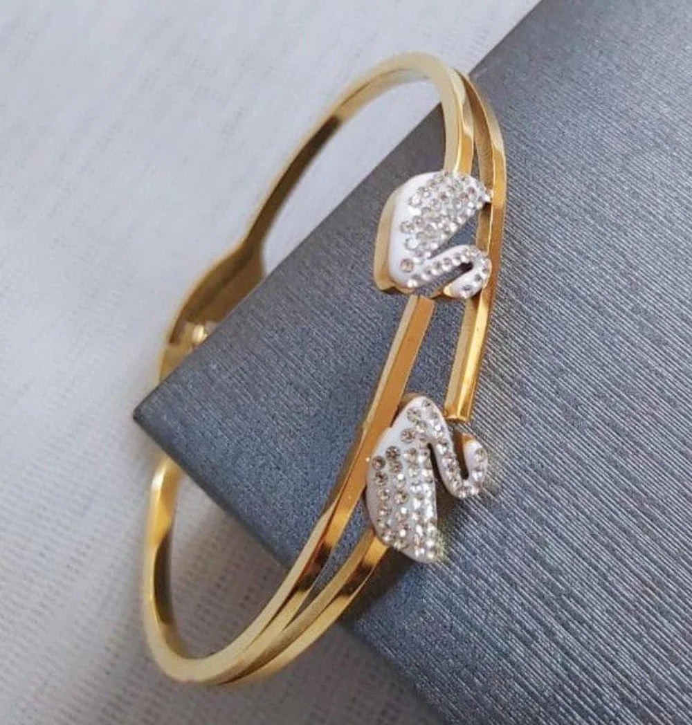 Elegant 18K Rose Gold Plated Anti-Tarnish Swan Bangle β Sparkling Crystal Daily Wear Bracelet for Women RGB477