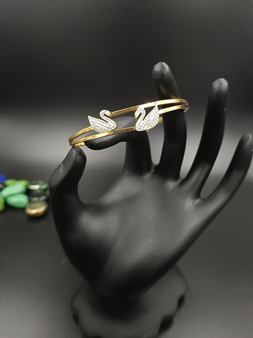 Elegant 18K Rose Gold Plated Anti-Tarnish Swan Bangle β Sparkling Crystal Daily Wear Bracelet for Women RGB477