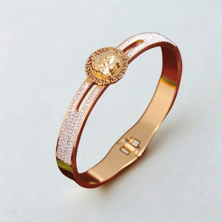 Royal 22K Gold Plated Adjustable Queen Kada Bracelet for Women – Anti-Tarnish Designer Bangle with Crystal Embellishments RGB515