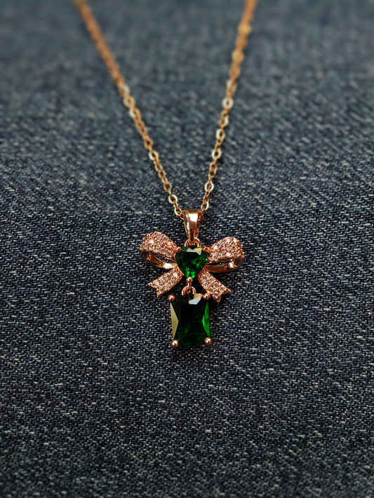 18K Rose Gold Plated Green Soul Anti Tarnish Chain Pendant RGCP122