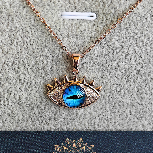 18K Rose Gold Plated Evil Eye Anti Tarnish Chain Pendant Necklace RGCP130