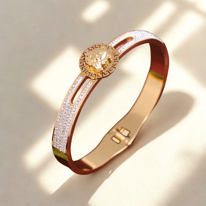 Royal 22K Gold Plated Adjustable Queen Kada Bracelet for Women – Anti-Tarnish Designer Bangle with Crystal Embellishments RGB515
