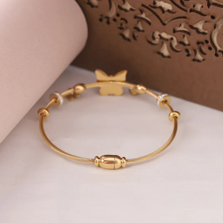 Elegant 22K Gold Plated Butterfly Evil Eye Bracelet for Women – Anti-Tarnish Charm Bracelet with Crystal Accents