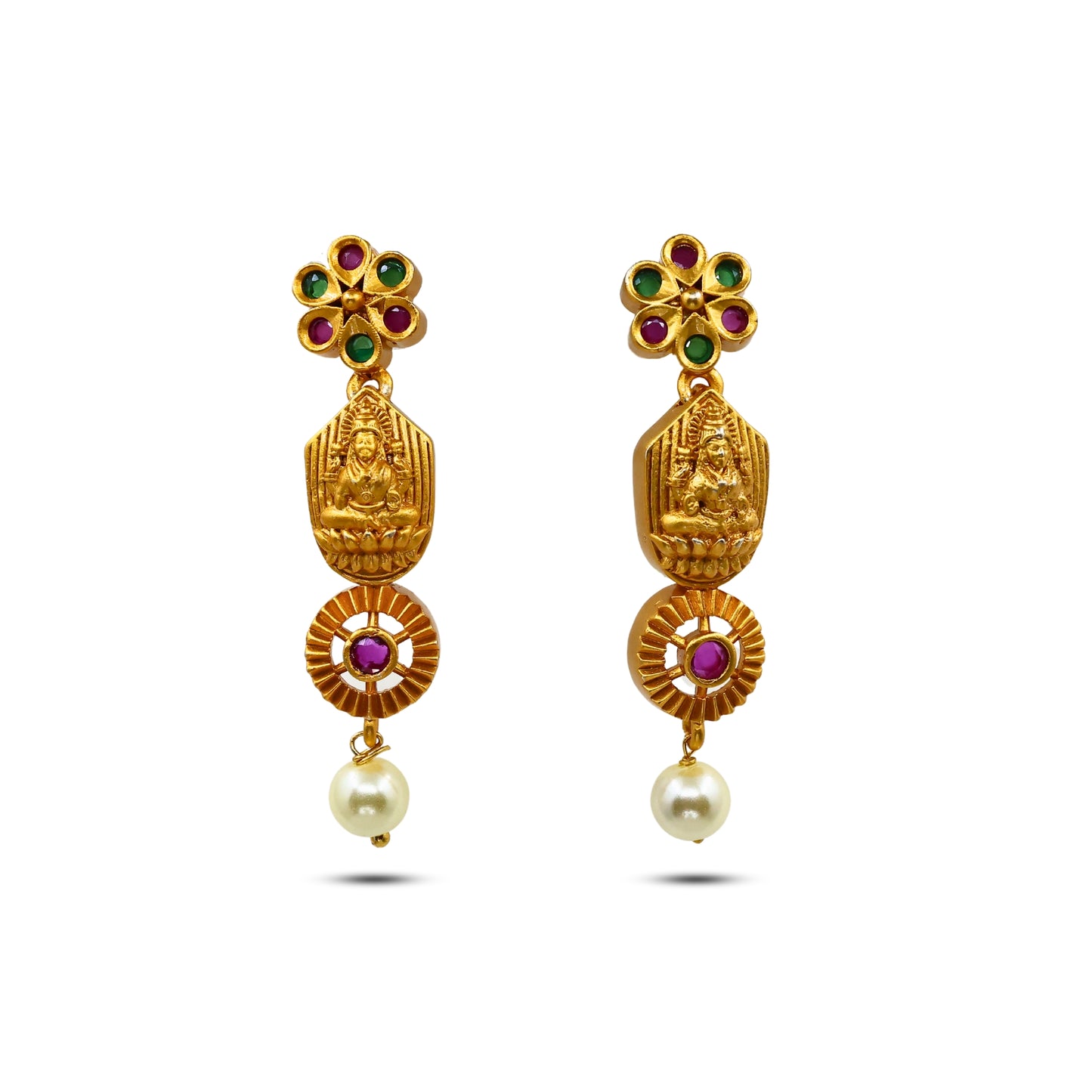 22K Gold-Plated Anisha Choker Temple Necklace Set with Laxmi Devi Motif MGNC101