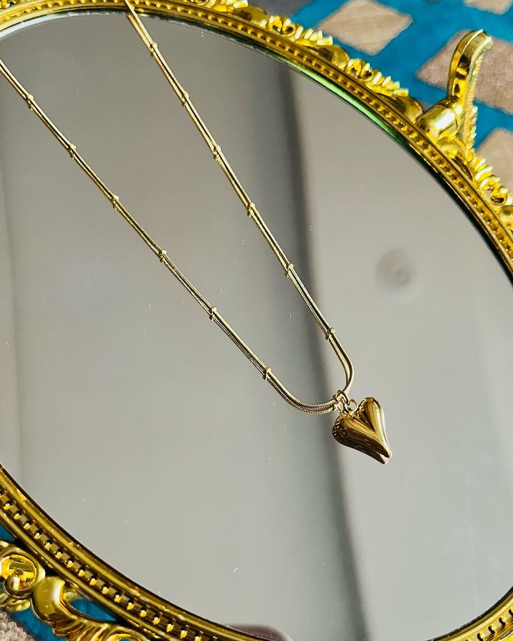 18K Gold Plated Anti-Tarnish Heart Pendant Chain – Elegant Everyday Necklace for Women