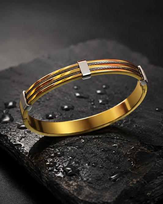 AURÉLIA AMORE LUXE 6™ Gold & Black 3-Layered Demi-Fine Bracelet for Men