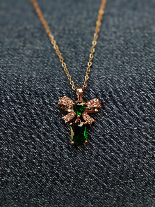 18K Rose Gold Plated Green Soul Anti Tarnish Chain Pendant RGCP122 - The Soul Jewellery