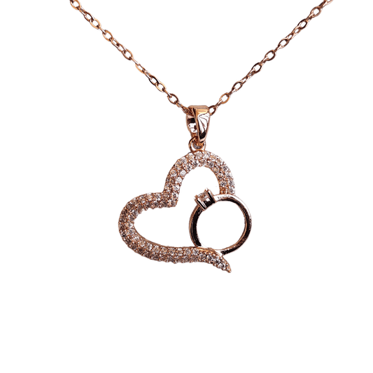 Ring Heart 18K Rose Gold Plated Anti Tarnish Pendant Necklace Rose Gold RGCP139 - The Soul Jewellery