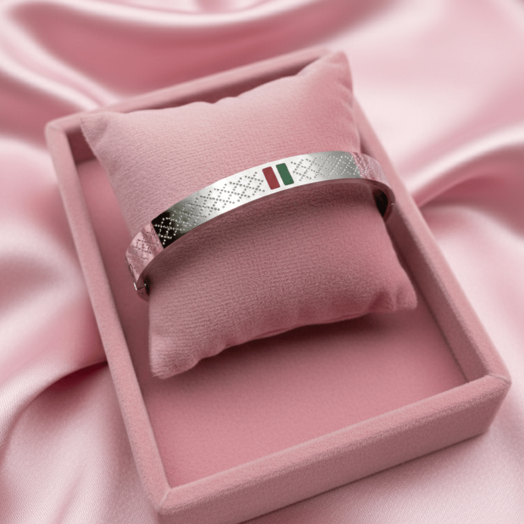 Designer Silver Gucci - Inspired Style Unisex Bangle - Antitarnish Daily Wear Bracelet for Men & Women - The Soul Jewellery