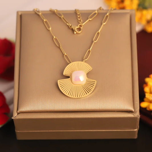 Golden Radiance Aura™ Demi-Fine Pendant Necklace for Women | 18K Gold Plated Chain Pendant - The Soul Jewellery
