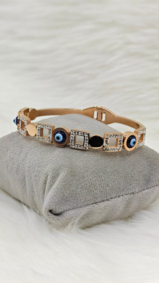 Evil Eye CZ Rose Gold CZ Anti Tarnish Openable Bangle RGB136 - The Soul Jewellery