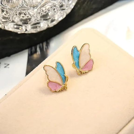 Venus Butterfly Aura 6™ Gold Pastel Enamel Stud Earrings for Women – Demi - Fine Anti - Tarnish Stainless Steel Cute Butterfly Earrings - The Soul Jewellery