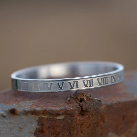 Men’s Roman Numeral Bracelet – Silver Stainless Steel Cuff | AntiTarnish Luxury Minimal Kada for Men - The Soul Jewellery