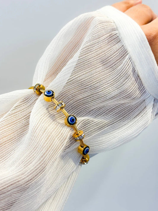 18K Gold Plated Evil Eye Bracelet – Waterproof, Anti - Tarnish Protection Charm for Daily Wear RGB478 - The Soul Jewellery