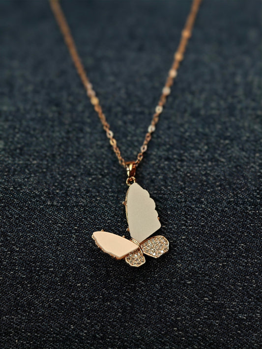 18K Rose Gold Plated Mystic Butterfly Anti Tarnish Pendant Necklace RGCP116 - The Soul Jewellery