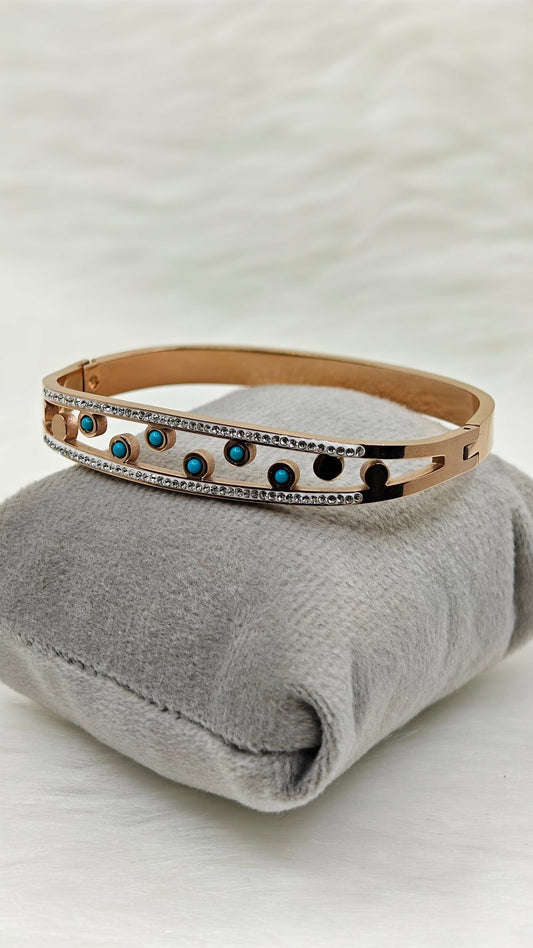 Miracle Dots 18K Rose Gold Plated CZ Anti Tarnish Openable Bangle RGB135 - The Soul Jewellery
