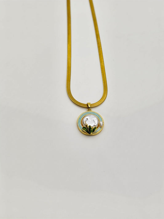 Moonlight Pearl Floral Pendant | Anti - Tarnish Stainless Steel Chain | Attract Love & Harmony - The Soul Jewellery