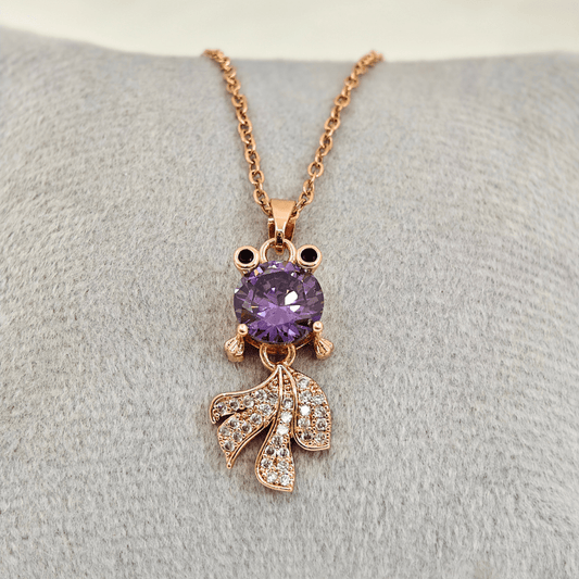 18K Rose Gold Plated Stainless Steel Purple Doll Chain Anti Tarnish Pendant RGCP145 - The Soul Jewellery