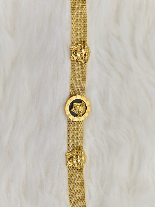 18K Gold Plated Anti - Tarnish Lion Medallion Bracelet – Bold Statement Chain Bangle RGB498 - The Soul Jewellery