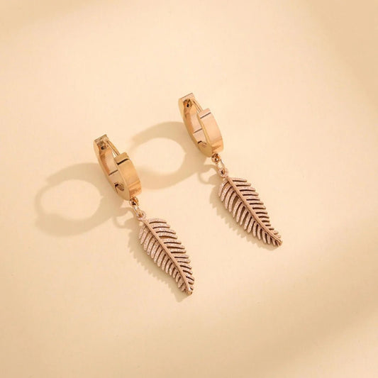 Demi-Fine The Leafy Affair Rose Gold Drop Earrings | Premium Stainless Steel Anti tarnish Earrings - The Soul Jewellery