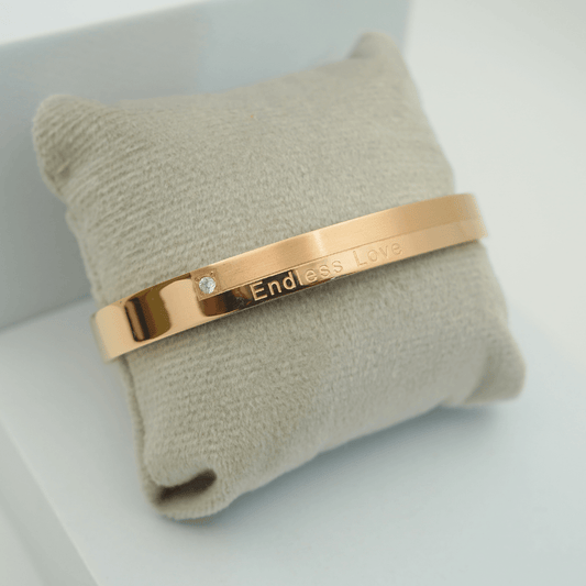 Luxury 18K Rose Gold Plated Anti - Tarnish "Endless Love" Bangle with Diamond Accent – Elegant Openable Design RGB311 - The Soul Jewellery