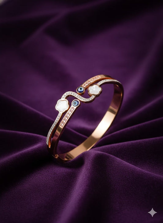 Demi - Fine Rose Gold Evil Eye Bracelet with MOP| Anti - Tarnish Stainless Steel Kada for Women - The Soul Jewellery