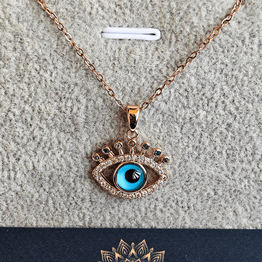 Anti Tarnish Evil Eye Pendant Necklace Rose Gold Stainless Steel RGCP135 - The Soul Jewellery
